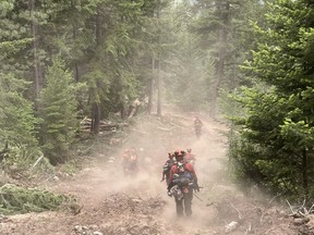 British Columbia's Wildfire Service says an out-of-control blaze in the Fraser Canyon has grown further burning 3.5 square kilometres of bush south of Lytton, B.C.