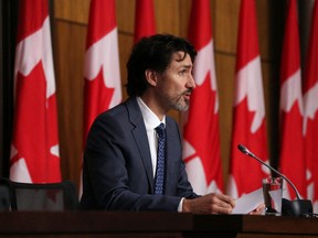 In this file photo Canadian Prime Minister Justin Trudeau speaks during a news conference April 16, 2021 in Ottawa, Canada.