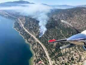 Airtankers and three helicopters are being used to fight a wildfire south of Peachland.
