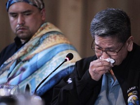 Tony Charlie, a Kuper Island residential school survivor, becomes emotional as he recounts his abuse, at the Truth and Reconciliation Commission hearings in Duncan, B.C. in 2012. His abuser, Glenn Doughty, spent only three years in jail for a a string of Kuper Island sex assaults lasting nearly 20 years.