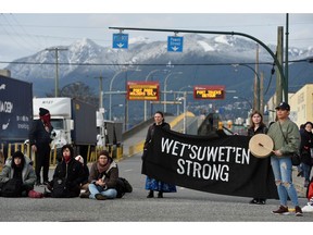 File photo of supporters of the Wet'suwet'en Nation's hereditary chiefs, who oppose the Coastal GasLink pipeline.