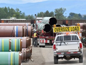 A pipe yard servicing government-owned oil pipeline operator Trans Mountain is seen in Kamloops, June 7, 2021.