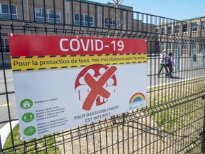 An elementary school in Montreal North is seen, Thursday, May 14, 2020 in Montreal.