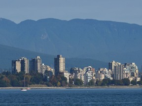 The west end is seen on the mountain-backed skyline of Vancouver.