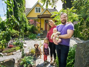 Erik Brinkman with wife Arianna and daughters Zelly, 3, Iya, four months, and their dog Hachey in Vancouver on June 15.