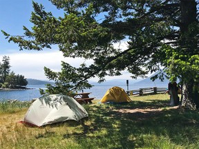 Camping at Shell Beach campground on Portland Island.