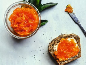Jana Roerick's Carrot-Orange-Ginger Marmalade has a jewel-like appearance and lively flavour.