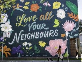 Vancouver Mural Festival 2021 official event image Love All Your Neighbours by Jocelyn Wong.