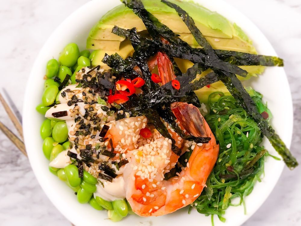  Tiger prawn poke bowl.