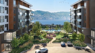 Artist's rendering of The Residences at Lakeview Village -- a project by KiND Development Group, located at 2750 Olalla Road, West Kelowna.