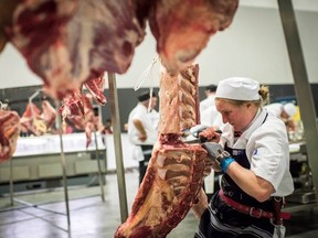 Suzie Roeger, seen here at the 2018 WorldSkills National Competition in Sydney, hopes her left hand, which was crushed in a boating accident, heals in time for her to take part in the World Butchers' Challenge in September, 2022.