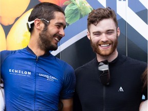 Osa Hawthorne (left) and Keenan Macartney biked across Canada to raise funds for the homeless in Vancouver.