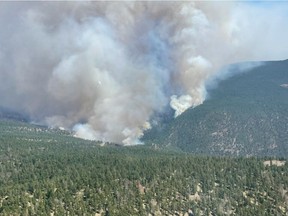 Aerial view of the Sparks Lake wildfire on July 2, 2021.