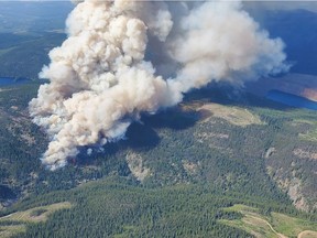 B.C. Wildfire Service responded to the Brenda Creek wildfire (K51924) burning south of the Okanagan Connector, highly visible from the roadside.