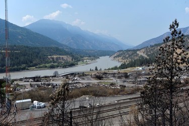The charred remnants of homes and buildings, destroyed by a wildfire on June 30, are seen during a media tour by authorities in Lytton, British Columbia, Canada July 9, 2021.  REUTERS/Jennifer Gauthier