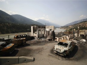 CP-Web. Damaged structures and vehicles are seen in Lytton, B.C., on Friday, July 9, 2021, after a wildfire destroyed most of the village on June 30.