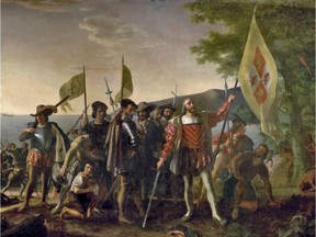 Christopher Columbus discovers The Americas for Spain, a painting by John Vanderlyn.
