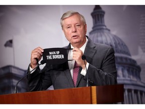 U.S. Sen. Lindsey Graham (R-SC) speaks on southern border security and illegal immigration, during a news conference at the U.S. Capitol on July 30, 2021 in Washington, DC.
