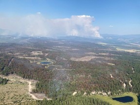 Afternoon fire behaviour on Jimmy Lake area of the White Rock Creek Wildfire on July 26.