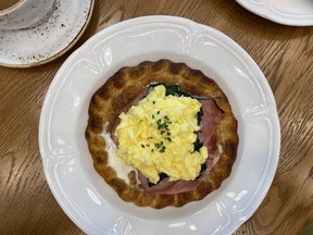The Breakfast Galette at Honey Salt: A savoury breakfast option, offering a break from the more routine brunch spot selections of Eggs Benedict or pancakes.