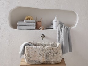 The Soft Rib Towels in light grey from Parachute.