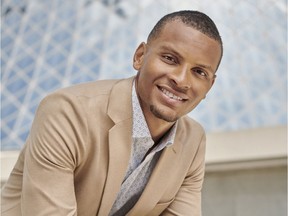 Canadian Olympic athlete Andre De Grasse suits up for Canadian retailer RW&Co's fall Rise Up campaign.