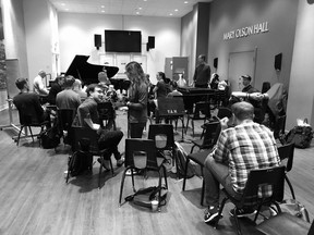 Composers and performers working together at Compocon, hosted by Vancouver music ensemble Standing Wave.
