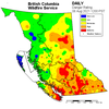 Fire danger rating map of B.C.