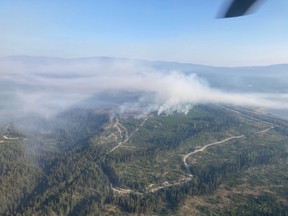 Aerial view of the Brenda Creek Wildfire on morning of July 26.