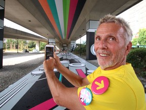 Arts impresario Barrie Mowatt is launching the 2021 Biennale with an interactive piece called the Voxel Bridge by Jessica Angel, installed under the Cambie Bridge.