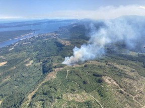 FILE - Firefighters on Vancouver Island are battling an out-of-control wildfire burning about four kilometres north of Ladysmith.