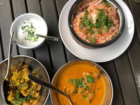 Cauliflower, duck in fenugreek cream curry and duck biryani at My Shanti, a restaurant on Discover Surrey's new Culinary Spice Trail.