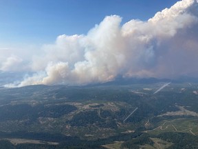 A view of the White Rock Lake wildfire in late July that later destroyed Monte Lake, B.C.