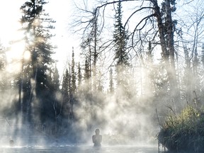 Fall in Liard River Hotsprings Provincial Park. One of many hot springs in B.C.