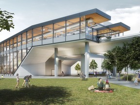 Canada Line riders travelling in and out of Richmond will see changes to service frequency for a few weeks, as construction for the Capstan Way station continues. Pictured is a rendering of the station, scheduled to be complete in 2023.
