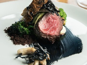 Kootenay-raised bison striploin with coffee soil and forest fire butter created by Velvet Restaurant & Lounge.