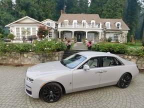 The 2021 Rolls-Royce Ghost looks right at home outside the stately main house at Sandpiper Resort, which today is Rowena's Inn on the River. In addition to offering overnight rooms, the inn features  monthly special dining events in the upper and lower drawing rooms.