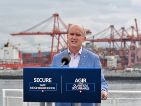 Conservative Leader Erin O'Toole speaks at a campaign stop at Canada Place in Vancouver on Sept. 5, 2021.