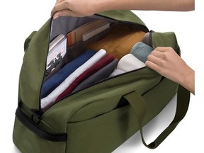 ‘Weekender’ bag in olive, $285 at Away, awaytravel.com.