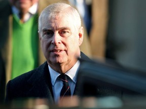 Britain's Prince Andrew leaves St Mary the Virgin church in Hillington, near royal Sandringham estate, in Norfolk, Britain January 19, 2020.