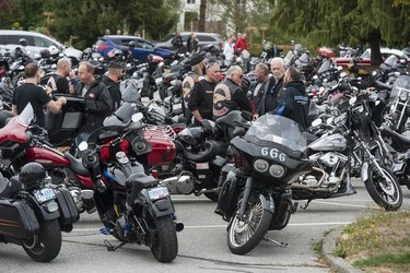 Langley, BC: SEPTEMBER 04, 2021 -- Hundreds of people attend the funeral for Hells Angels Haney chapter president Michael "Spike" Hadden at the Christian Life Assembly Church in Langley, BC Saturday, September 4, 2021. Hadden, 64, died August 1 from cancer.  He was an original member of the Hells Angels in BC and owner of Haney Hawgs in Maple Ridge, BC.



Photo by Jason Payne/ PNG)

(For story by Kim Bolan) ORG XMIT: hellsangelsfuneral [PNG Merlin Archive]