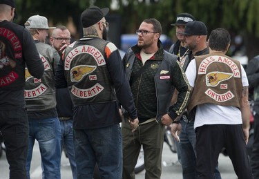 Langley, BC: SEPTEMBER 04, 2021 -- Hundreds of people attend the funeral for Hells Angels Haney chapter president Michael "Spike" Hadden at the Christian Life Assembly Church in Langley, BC Saturday, September 4, 2021. Hadden, 64, died August 1 from cancer.  He was an original member of the Hells Angels in BC and owner of Haney Hawgs in Maple Ridge, BC.



Photo by Jason Payne/ PNG)

(For story by Kim Bolan) ORG XMIT: hellsangelsfuneral [PNG Merlin Archive]