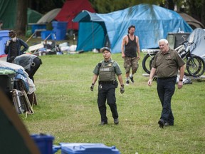 Park rangers at CRAB Park in Vancouver on Thursday.