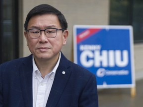 Kenny Chiu, Conservative Party candidate for Steveston-Richmond, at his election HQ on Tuesday, Sept. 14.