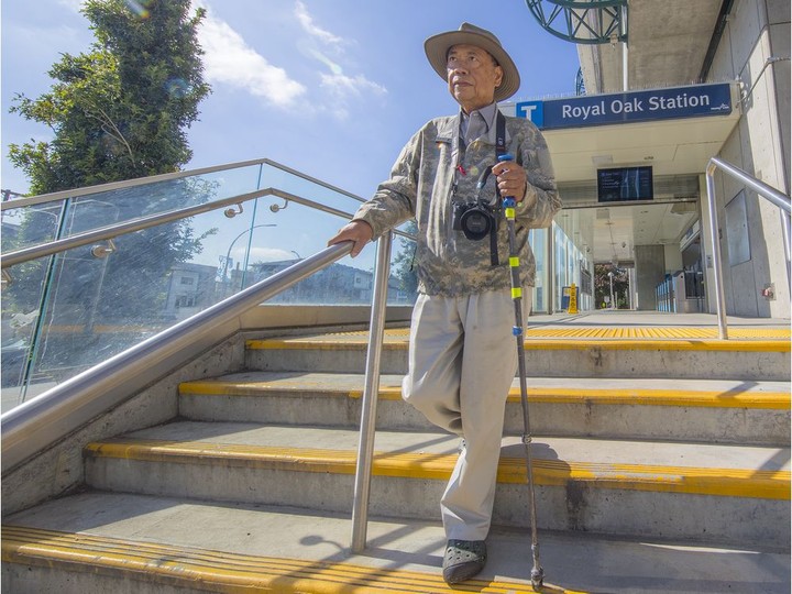  Mario Gregorio at the Royal Oak SkyTrain station. Gregorio, who lives with dementia, advises the City of Burnaby on making the community a “dementia-friendly” place.
