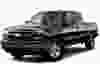 Handout stock image of a black Chevrolet Silverado extended cab.