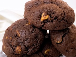 Big and Thick Double Chocolate Peanut Butter Chip Cookies.
