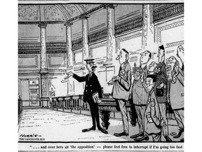 Len Norris cartoon from July 17, 1952, on B.C.'s new Social Credit government.