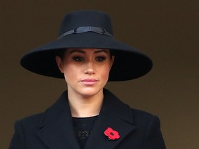 Meghan, Duchess of Sussex attends the annual Remembrance Sunday memorial at The Cenotaph on November 10, 2019 in London, England.