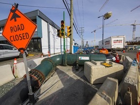 Construction on the North Shore wastewater treatment plant has stalled and a large portion of the work force laid off.